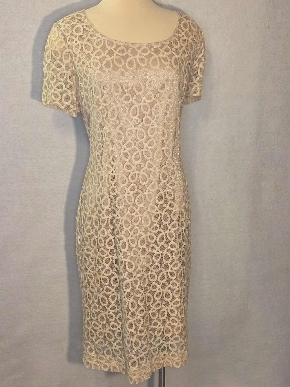 Preston & York Lace Midi Dress Rose Gold/cream #b6